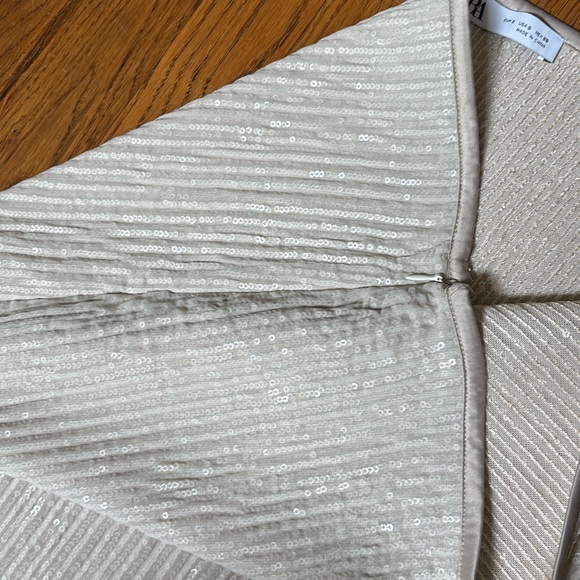 Zara Sequined crinkled slit hem cream midi skirt sz.S - Picture 13 of 16